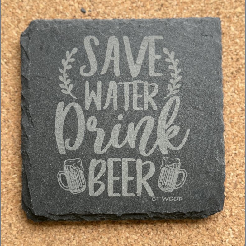 save water drink beer 10x10 cm